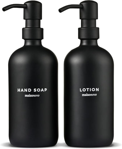 MaisoNovo Soap Dispenser 2-Piece Set | 16.9oz Black Bottles by MaisoNovo-TheArtofSustainableLiving