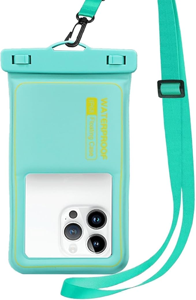 Marine IP68 Waterproof Phone Pouch, Floating Waterproof Phone Dry Bag Compatible with iPhone 16/15 Pro Max/ 14 Pro Max/ 13 Pro Max/ 12/ S24 Up to 7", Detachable Lanyard, 1 Pack- Green