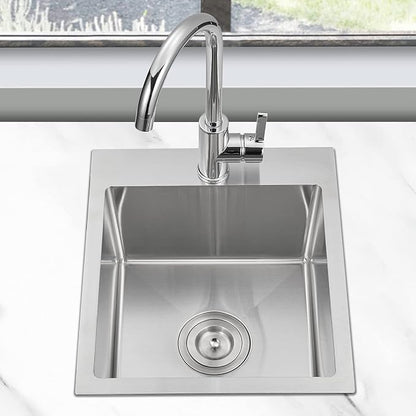 15x17 inch Bar Sink Drop in, Handmade 304 Stainless Steel Sink, R10 Tight Radius - Image 7
