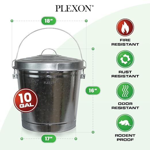 Plexon 10 Gallon Metal Trash Can - Image 2