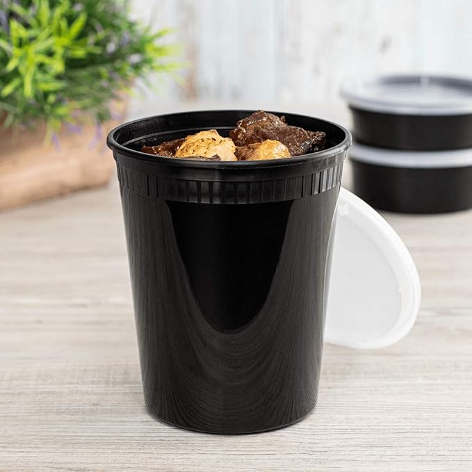 Karat [32oz - 240 ct Black PP Injection Molded Round Deli Containers with Lids (FP-IMDC32-PPB)