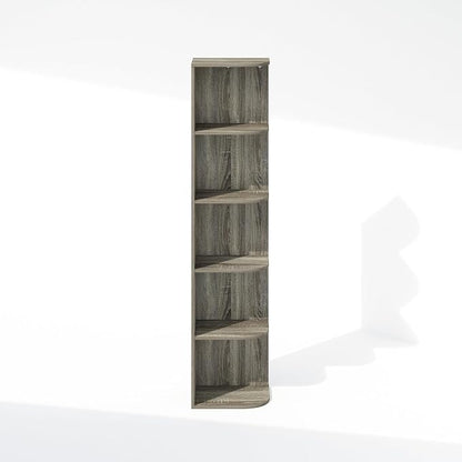 Furinno Reed Corner Shelf, 5-Tier Corner Bookshelf, Book Shelf, Corner Shelves - Image 5