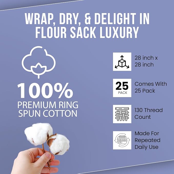 Flour Sack Towels| TeaTowel for Crafts| Kitchen Dish Cotton Blank Towel for - Image 6