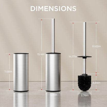 FORIOUS Toilet Brush and Holder Set Brushed Nickel, 304 Stainless Steel Long - Image 7