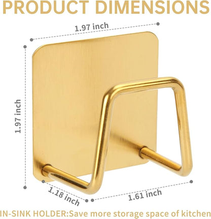 2Pcs Adhesive Sponge Holder for Kitchen Sink Essentials, Stainless Steel Dish - Image 2