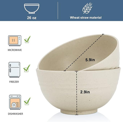 Wrova Wheat Straw Bowl Sets, Microwave and Dishwasher Safe Bowls, Kitchen Bowl - Image 2