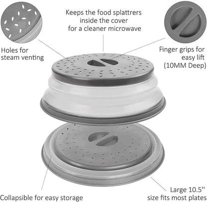 12“ Large Microwave Splatter Cover & Silicone Mat, 12 Inchs Vented Collapsible - Image 3