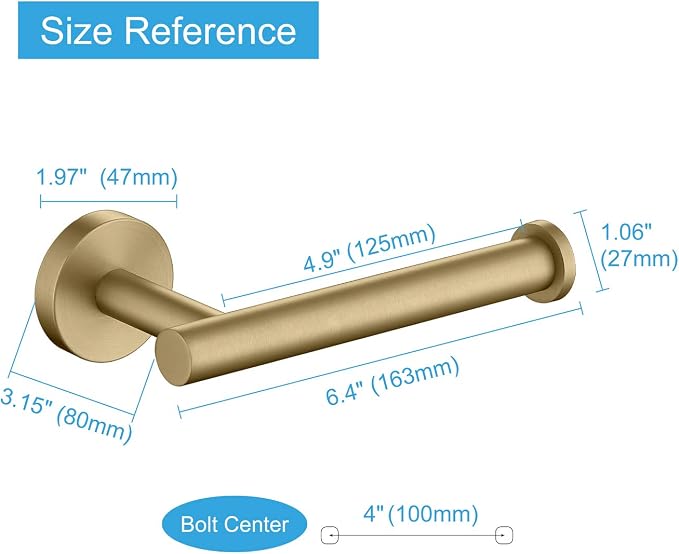 TASTOS Brushed Gold Toilet Paper Holder SUS304 Stainless Steel, Modern Round - Image 4