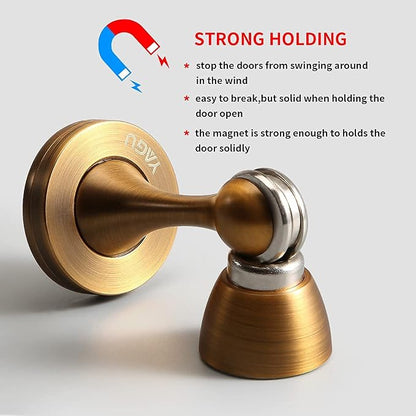 Door Stopper 6 Pack Magnetic Door Stops, Zinc Alloy Antique Brass Door Catch - Image 3