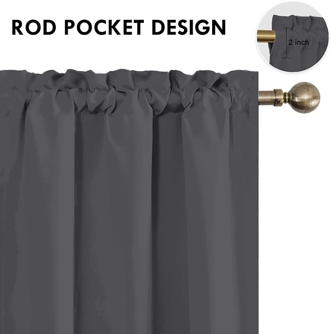 DWCN Kitchen Curtains for Small Windows 45 Inch Length 2 Panels Set, Solid - Image 5