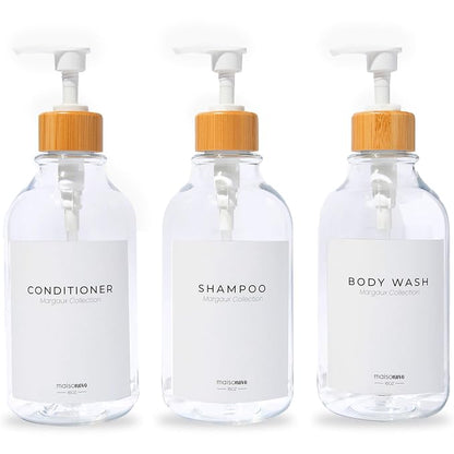 MaisoNovo Refillable Shampoo and Conditioner Bottles | 16.9 fl oz Set of 3 by MaisoNovo-TheArtofSustainableLiving