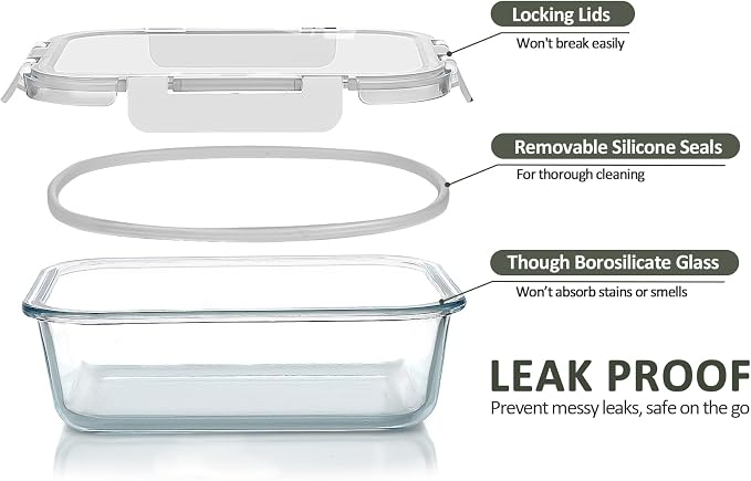 M MCIRCO 10-Pack Glass Food Storage Container - Image 3