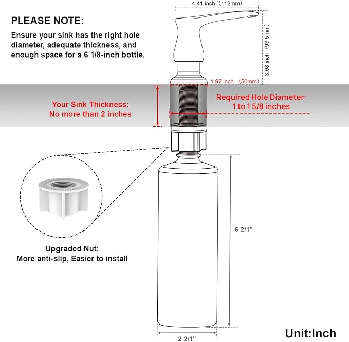 GAGALIFE Kitchen Sink Soap Dispenser Oil Rubbed Bronze, Built in Soap Dispenser - Image 2