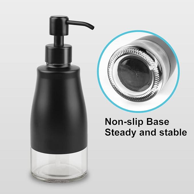 AUMIO Soap Dispenser with Stickers, Stainless Steel Case Glass Liner Hand Pump - Image 4