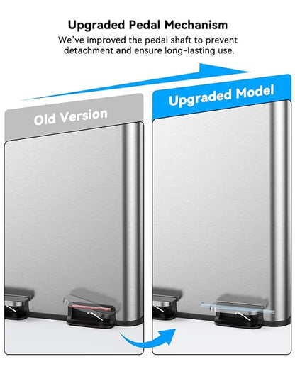 Dual Trash and Recycling Bins for Kitchen, 13.2 + 5.2 Gal Stainless Steel Trash - Image 5