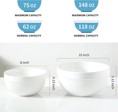 Ceramic Large Mixing Bowls for Kitchen, Dough Bread Making Bowl, 10 inch + 8 - Image 2
