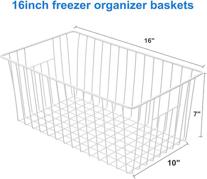 16inch Freezer Storage Organizer Baskets, Household Wire Refrigerator Bins - Image 6