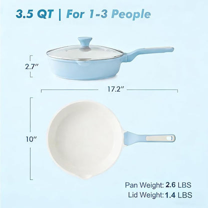 SENSARTE Nonstick Ceramic Saute Pan 10-inch, 3.5QT Nonstick Skillet, Non Toxic - Image 3