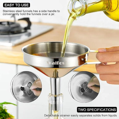 Stainless Steel Funnel, Walfos 6 Different Sizes of Kitchen funnels - Image 2