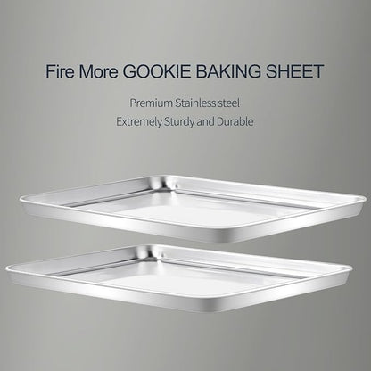 Stainless Steel Baking Sheet Set of 2-16" x 12" x 1" Heavy Duty Cookie Sheets - Image 4