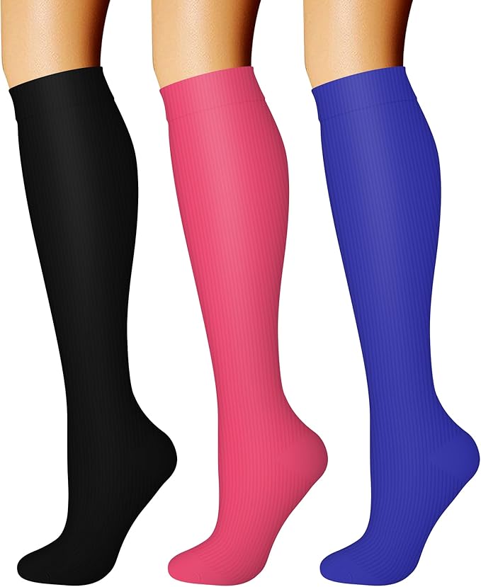 CHARMKING Compression Socks for Women & Men Circulation (3 Pairs) 15-20 mmHg is Best Support for Athletic Running Cycling