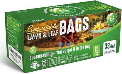 UNNI Compostable Lawn & Leaf Bags, 30-33 Gallon / 124 Liter, Extra Thick 1.1 - Image 6