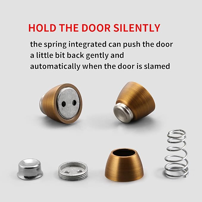 YAGU Magnetic Door Stoppers 2 Pack, Zinc Alloy Antique Brass Door Stops Magnet - Image 8