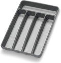 Silverware Organizer Utenisl Organizer Holder Kitchen Drawer Organizer Plastic Silverware Tray for Drawer Flatware Organizer 5 Compartment Black