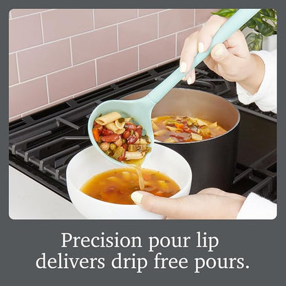 Tovolo Flex Core Silicone Ladle BPA Free Aqua Seafoam Green Deep Silicone Soup - Image 2