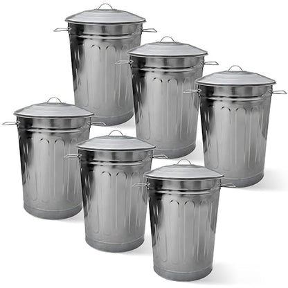 Plexon Round Trash Can 13 Gallon, Vintage Metal Outdoor Trash Can by Plexon