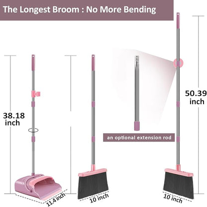 kelamayi Broom and Dustpan Set for Home, Indoor&Outdoor Sweeping, Stand Up - Image 2