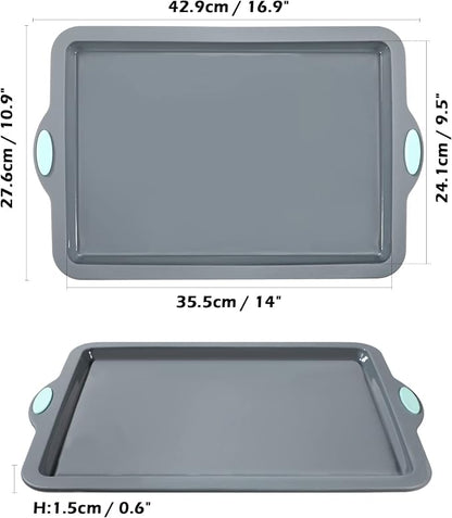 Webake Silicone Sheet Cake Pan, 14 Inch Silicone Sheet Pans 2 Pack Cookie Sheet - Image 4