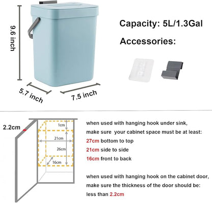 LALASTAR Small Trash Can with Lid, Compost Bin Indoor Kitchen Sealed Under Sink - Image 7