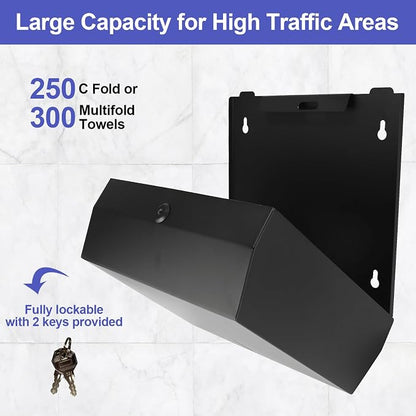 Paper Towel Dispenser Wall Mount, Matte Black Stainless Steel Commercial Paper - Image 2