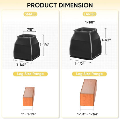 BALEINE 32 Pack Silicone Chair Leg Floor Protectors, Stool Leg Protectors Cap - Image 4