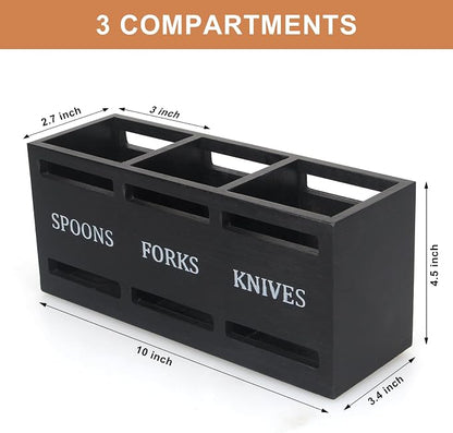 Ayiaren Wooden Silverware Caddy Flatware Cutlery Holder Wood Silverware - Image 7