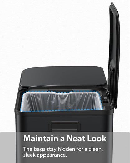 Dual Trash and Recycling Bins for Kitchen, 2×13 Gallon Stainless Steel Trash - Image 7