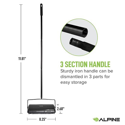 Alpine Manual Carpet Sweeper Triple Brush – Cordless Non Electric Multi-Surface - Image 4