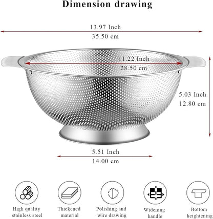 Kyraton Stainless Steel Colander 5 Quart, Professional Strainer - Image 4