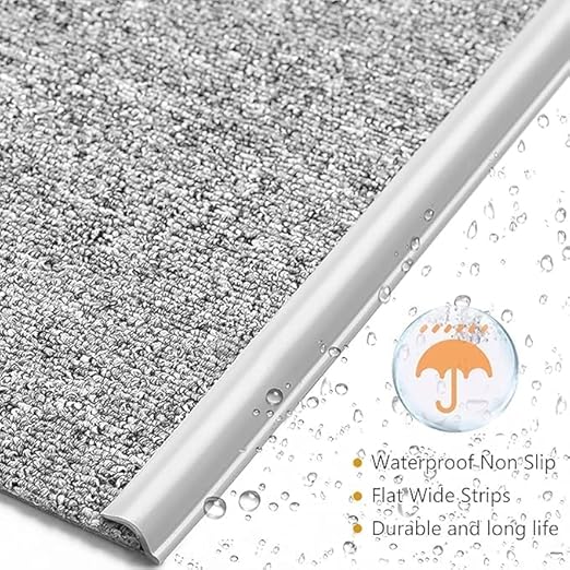 Self Adhesive Carpet Transition Strip with Edge Trim, Designed for Seamless Transitions from Carpet to Tile or Vinyl Floors, Perfect for Doorways.(Gray,30ft)