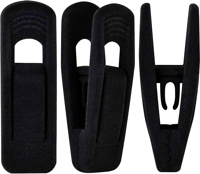Black Velvet Hanger Clips, Strong Finger Clips by TOFIIGREM
