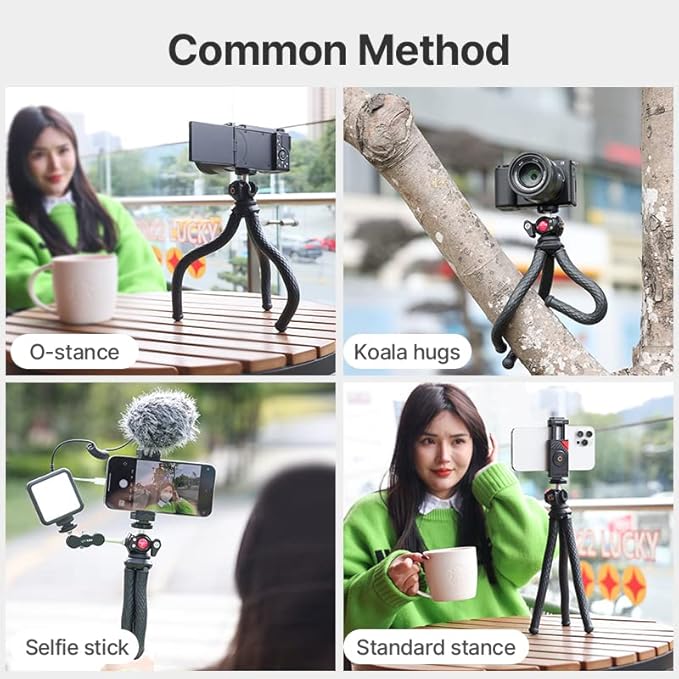 ULANZI FT-01 Phone Tripod with Holder, Mini Camera Flexible Tripod Stand with Cold Shoe Mount, 1/4'' Screw for Magic Arm, Universal for iPhone 16 15 Pro Max XS Max X 8 Samsung Canon Nikon Sony Cameras