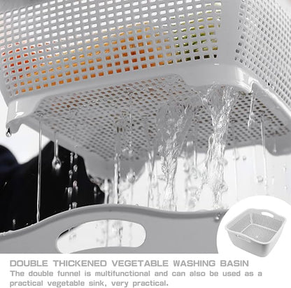 Double-layer Draining Basket Plastic Fruits Vegetable Washing Basket Food - Image 4