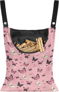 Butterfly Print Clothes Pin Hanging Bag, Stylish Clothespin Bag with Hanging Rope Clothes Pins Bag Holder Outdoor for Clothespin