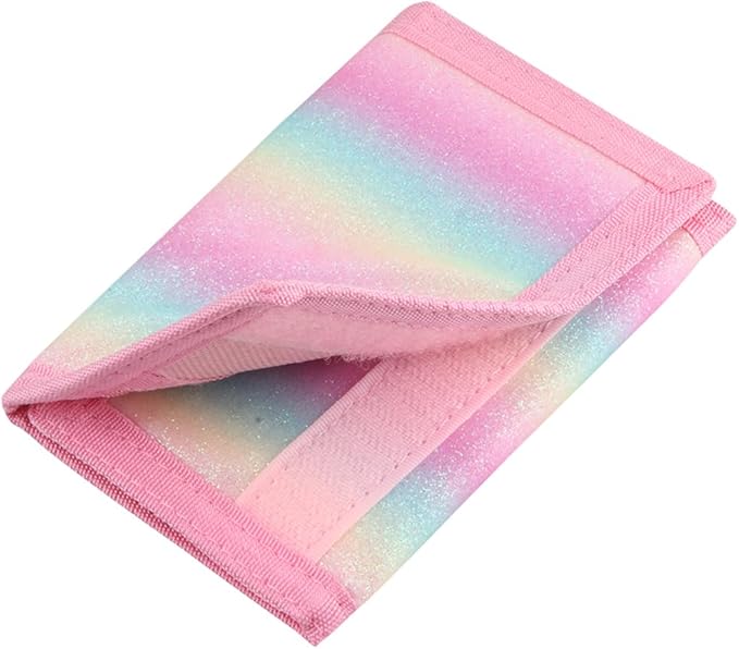 NEICY RFID Blocking Canvas Wallet for Men and Women - Camo Trifold Outdoor Sports Wallets with Magic Sticker for Teen Kids (Rainbow2)