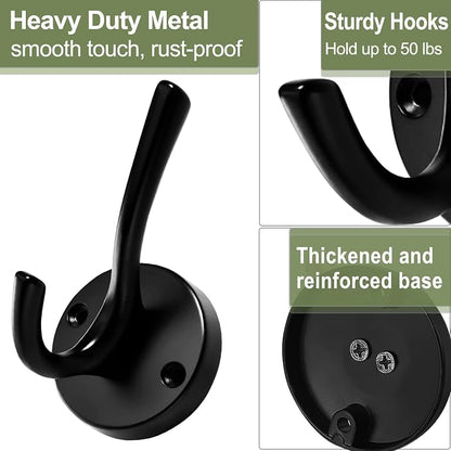 Black Wall Hooks Towel Hooks, 3 Pack Coat Hooks Robe Hook Heavy Duty Metal - Image 8