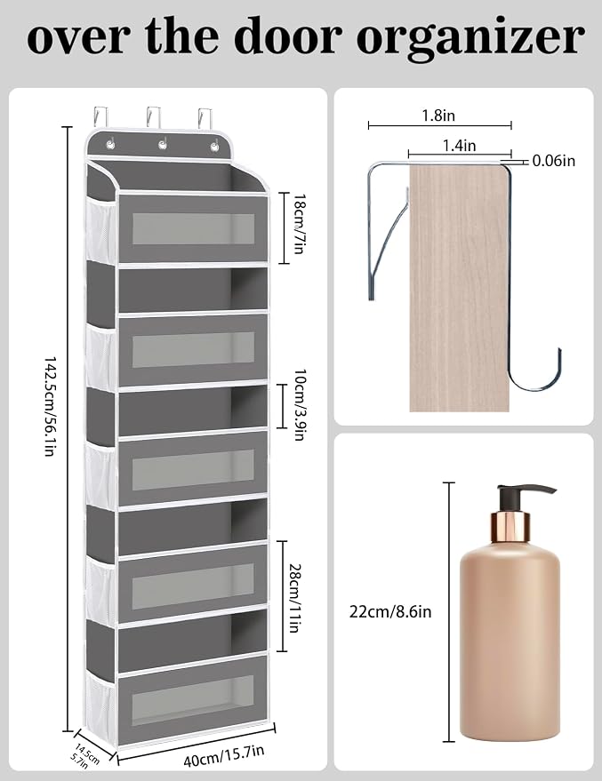 Over The Door Organizer, 5 Shelves Closet Door Hanging Storage and Organizer - Image 2