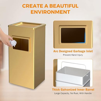BEAMNOVA Trash Can Indoor Outdoor Black Stainless Steel Commercial Garbage Can - Image 4