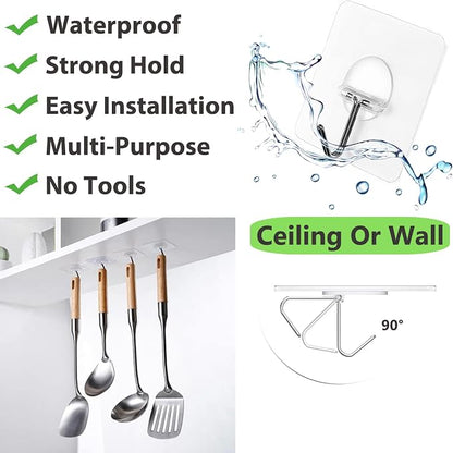 Adhesive Hooks for Hanging Heavy Duty Wall Hooks Self Adhesive Towel Coat Hooks - Image 3