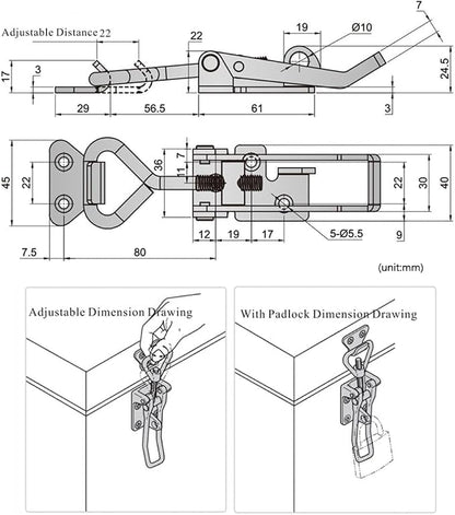 Adjustable Latch Buckle Cabinet Boxes Lever Handle Toggle Catch Latch Lock - Image 5